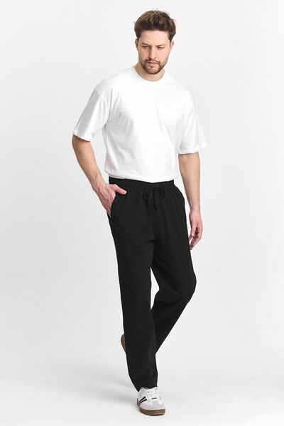 COMBİNE MİCHAİL Men's Black Regular Fit Basic Trousers