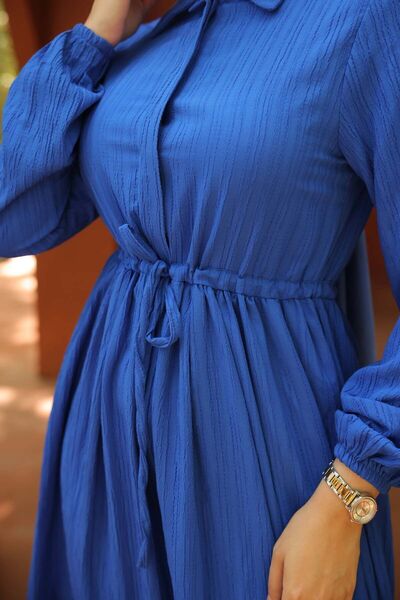 comstar Жіноча довга сукня з довгими рукавами з мереживним хіджабом синього кольору