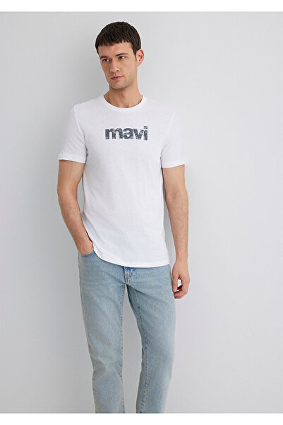 Mavi Weißes T-Shirt mit Logo-Print, Slim Fit / Slim Fit 0611039-620