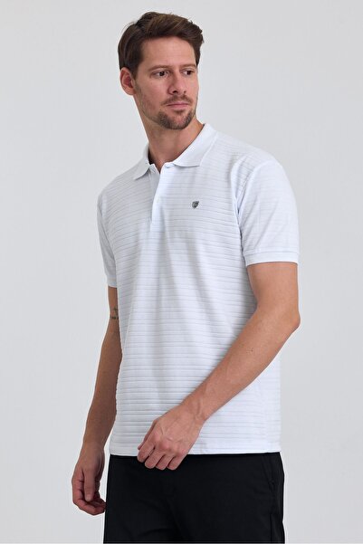 COMBİNE MİCHAİL Tricou alb pentru bărbați, 100% bumbac, cu gât polo