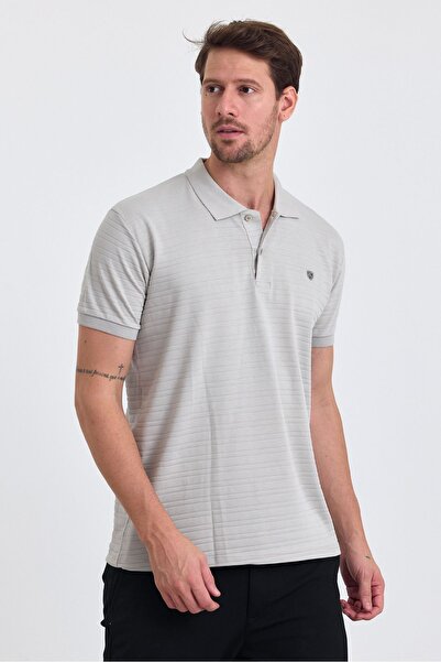 COMBİNE MİCHAİL Чоловіча сіра футболка з коміром-поло, 100% бавовна, сертифікована