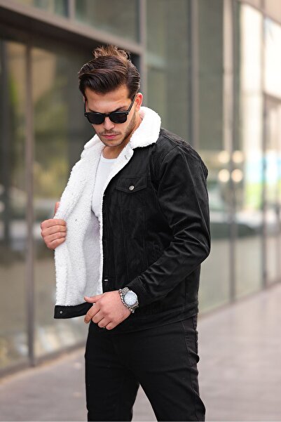 comstar Erkek Trend Kadife Içi Kürklü Ceket Siyah