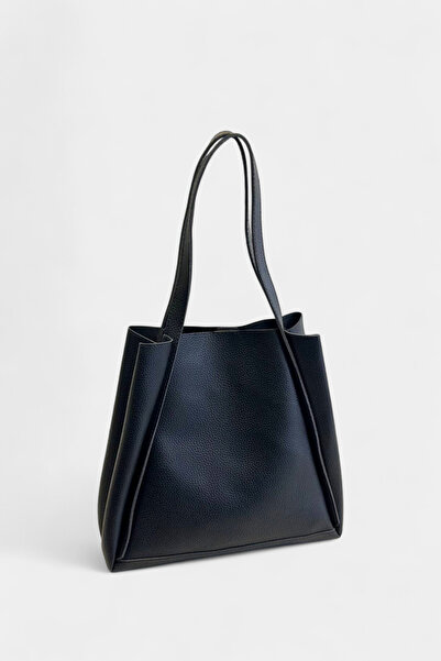 Miales Black Puppy Bag Detailed Women's Hand and Shoulder Bag with Suede Inside
