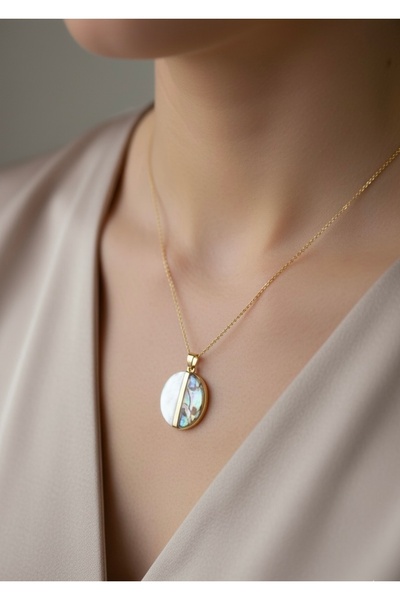 vina's atelier Fransız Tasarım Sedefli Çelik Kolye