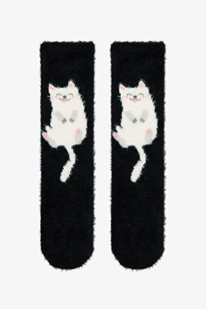 Penti Siyah Happy Cat Kedi Desenli Ev Patiği