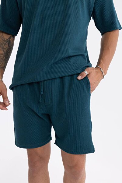 comstar Чоловічий базовий поло з коміром, футболка та шорти, синій, комплект із двох предметів