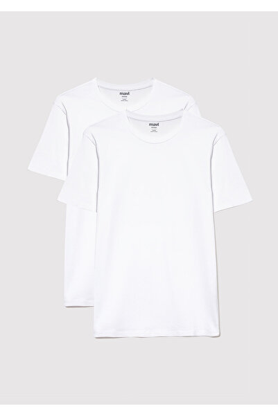 Mavi 2er-Pack Herren-Basic-T-Shirt mit Rundhalsausschnitt, taillierter / figurbetonter Schnitt 0611785-622