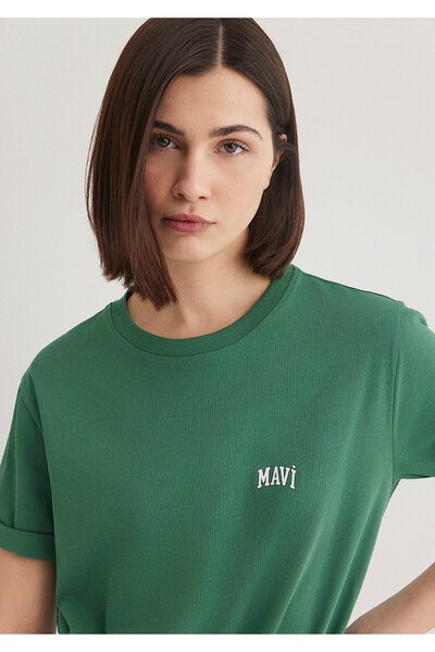 Mavi Πράσινο μπλουζάκι με λογότυπο κανονική εφαρμογή / κανονική κοπή 1611900-71874