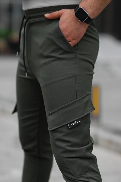 comstar Ανδρικό ελαστικό στη μέση Cargo Pocket Khaki Skinny Sweatpants