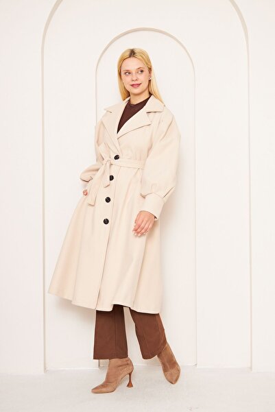 comstar Women's Balloon Sleeve Owersize Cuffed Cashmere Coat