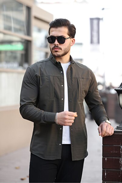 comstar Чоловіча сезонна модна сорочка з прихованою кишенею та парашутом, колір хакі