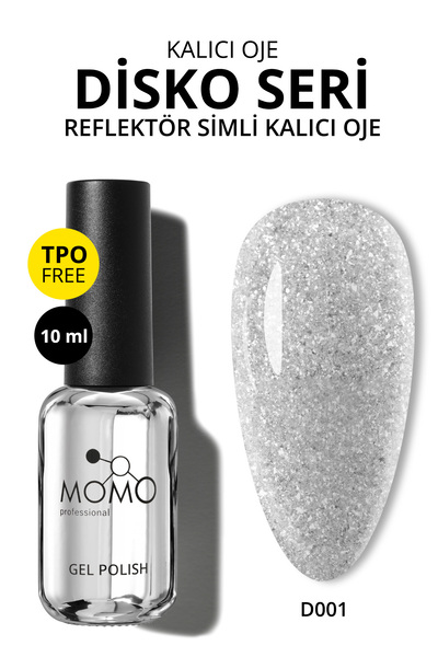 MOMO professional Disko Kalıcı Oje D001, Gümüş, Reflective Flash Gel Polish, ...