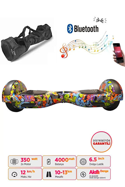 CityMate Elektrikli Kaykay Hoverboard Bluetooth Hoparlörlü 6.5 İnç Grafiti D2...