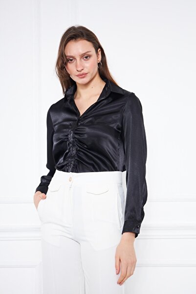 comstar Women's Gathered Satin Shirt