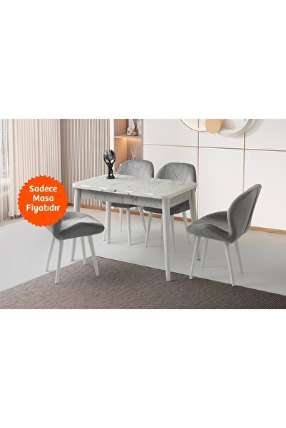 Evistro Ortadan Açılır Büyüyen Yemek Masası Mermer Desenli 70x110cm SADECE MA...