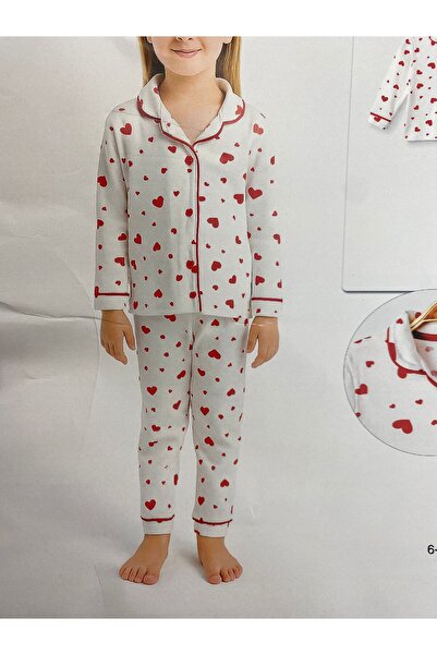 Genel Markalar BABYROO DOLAŞ KİDS MİNİ KALP BASKILI YAŞ PİJAMA TAKIMı