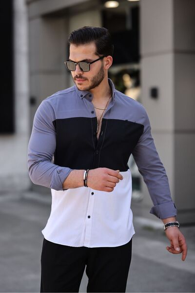 comstar Τριχρωμία Slim Fit Lycra Τζιν πουκάμισο