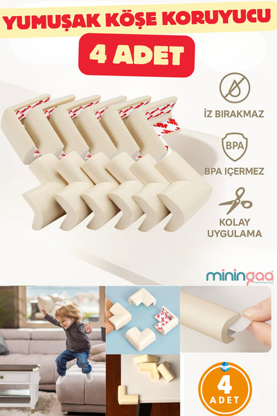 Miningaa 4 Pieces Soft Corner Protector Baby Protection Corner Guards, Furniture Table with Safety Tape, Corner Edge