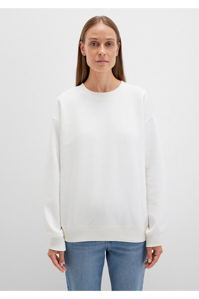 Mavi Bisiklet Yaka Beyaz Basic Sweatshirt 1610198-70057