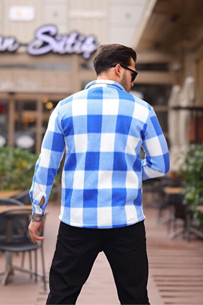 comstar Ανδρικό χειμερινό Basic Fleece Oversize Μπλε πουκάμισο ξυλοκόπο