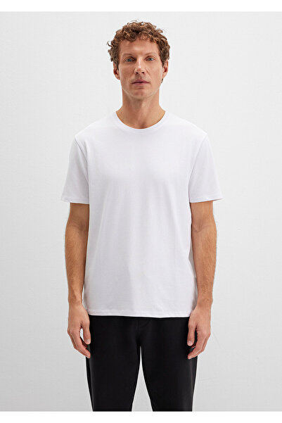 Mavi Weißes Stretch-Basic-T-Shirt mit normaler Passform 0610252 -620