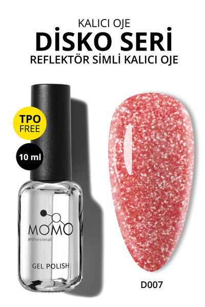 MOMO professional Disko Kalıcı Oje D007, Kırmızı, Reflective Flash Gel Polish...