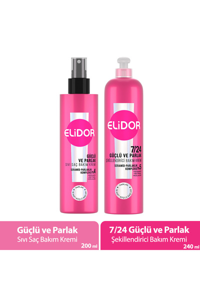 Elidor Liquid Hair Care Cream Strong and Shiny 200 ml + 7/24 Styling Care Cre...