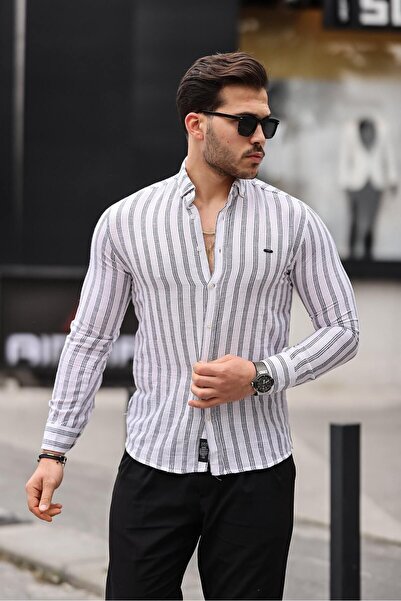 comstar Cămașă cu mânecă lungă din țesătură de in pentru bărbați