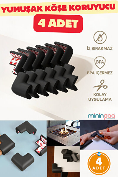 Miningaa 4 Pieces Corner Protector Cushion Pure Rubber Table Coffee Table Edge Corner Protector Child Baby Safety Protection