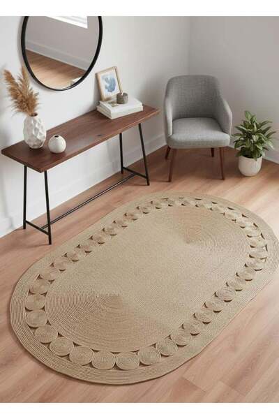 Markaev Nomad 032 Bej El Dokuma Naturel Hasır Örgü Jüt Halı