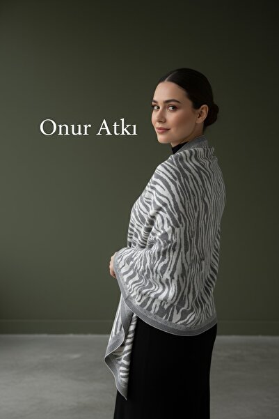 Onur Etol - Eșarfă pentru umăr cu model zebră, țesătură țesătă, șal de iarnă pentru femei, produs de calitate (GRI)