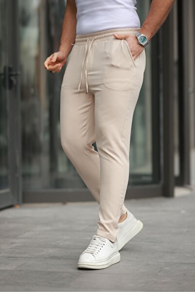 comstar Чоловічі щоденні штани з еластичним поясом, подвійними штанинами та кремовим кольором