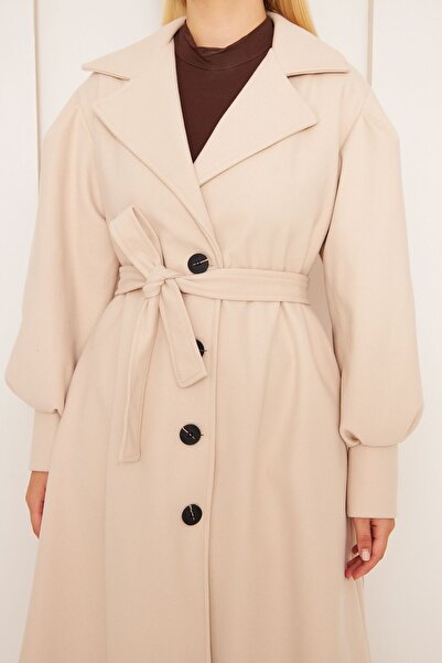 comstar Women's Balloon Sleeve Owersize Cuffed Cashmere Coat