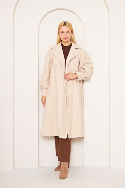 comstar Women's Balloon Sleeve Owersize Cuffed Cashmere Coat