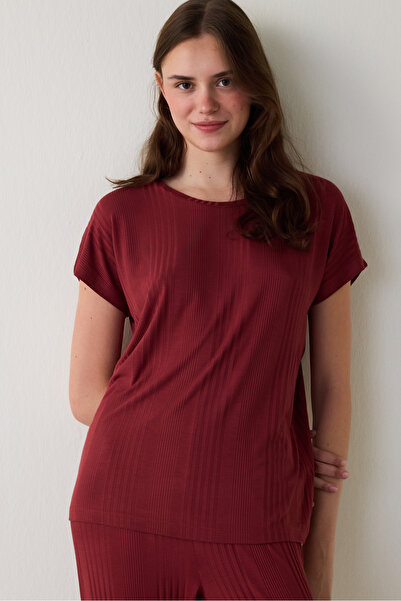 Penti Bordó Freya Crew Neck rövid ujjú pizsama szett