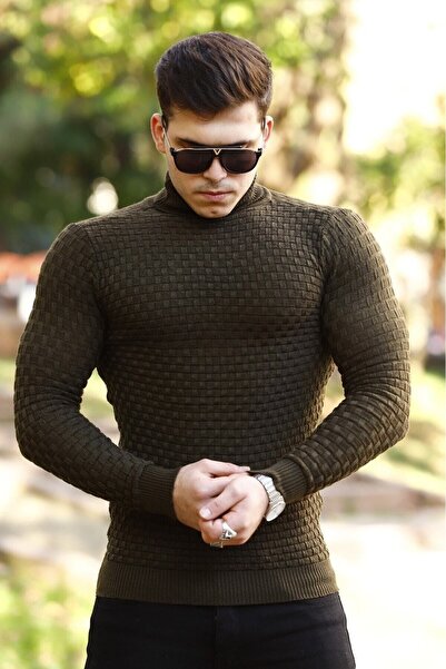 WOWA COMPANY Men's Khaki Turtleneck Knitwear