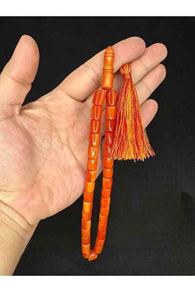 Anemore Collection SIKMA KEHRİBAR TESBİH TURUNCU RENKLİ KAPSÜL KESİM 11MMX9MM...