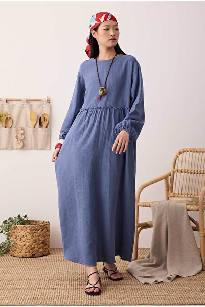 HEQA Müslin Elbise Ufuk Mavi