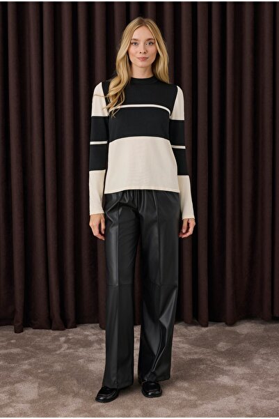 HEQA Чорно-бежевий казенок з блоковим візерунком