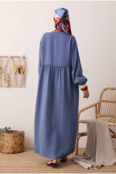 HEQA Müslin Elbise Ufuk Mavi