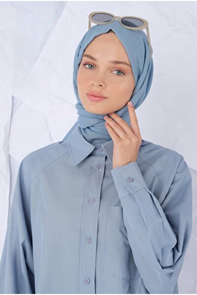 HEQA Пастелно син памучен шал