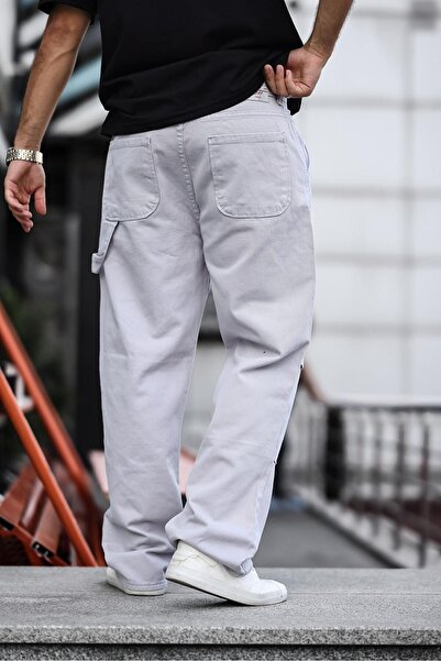 comstar Men's Wide Leg Loose Leg Basic Gray Baggy Fit Trousers