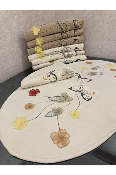 incisecrethome Вишитий 100% бавовняний килим і килимок – нековзний низ 70*120 ОВАЛЬНИЙ 2 ШТУКИ