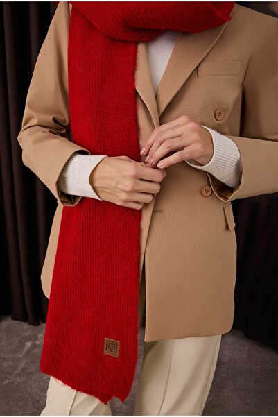 HEQA Червоний рівний плетений шарф