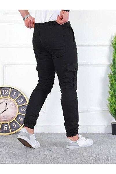 comstar Ανδρικό παντελόνι με ελαστική μέση Cargo Pocket μαύρο παντελόνι