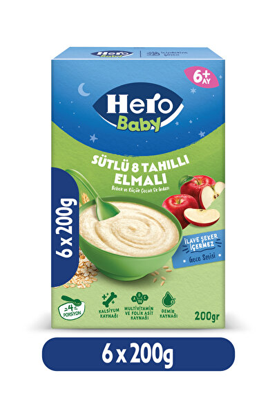 Hero Baby Sütlü 8 Tahıllı Elmalı 200g X6