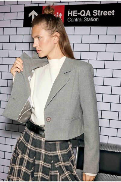 HEQA Дюман Кроп Блейзер Куртка