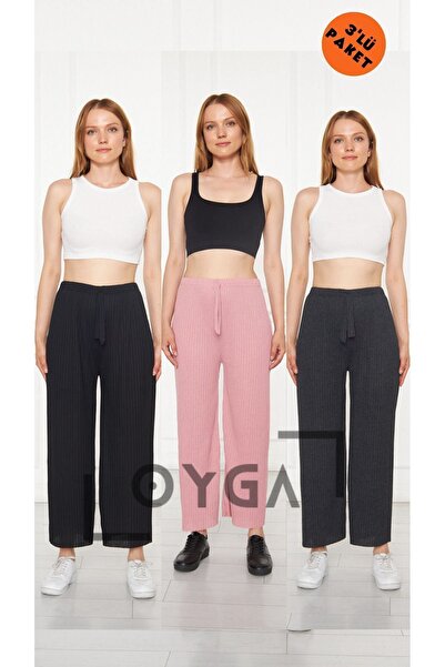 Oyga 3 piese negru-roz - antracit pantaloni și trening pentru femei, casual