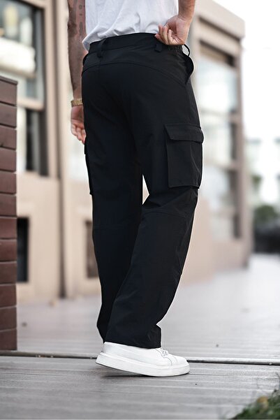 comstar Чоловічі штани з великими кишенями, широкими штанинами, чорні, баггі, тактичні