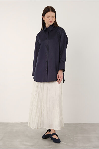 HEQA Poplin Gömlek Kısa Ofis Lacivert